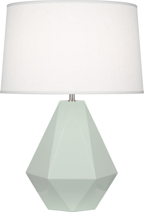 Robert Abbey 947 One Light Table Lamp, Celadon Glazed Ceramic w/Polished Nickel