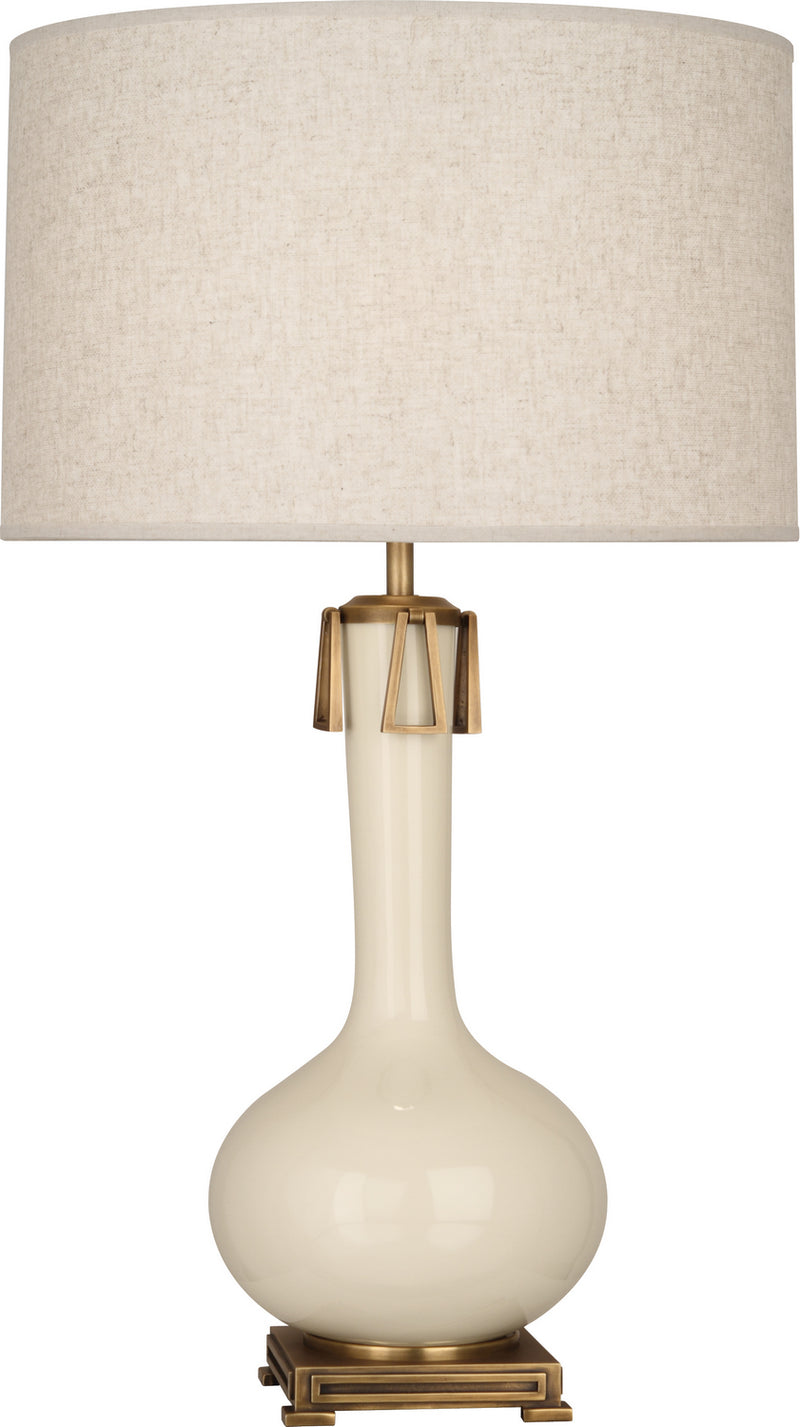 Robert Abbey BN992 One Light Table Lamp, Bone Glazed Ceramic w/Aged Brass