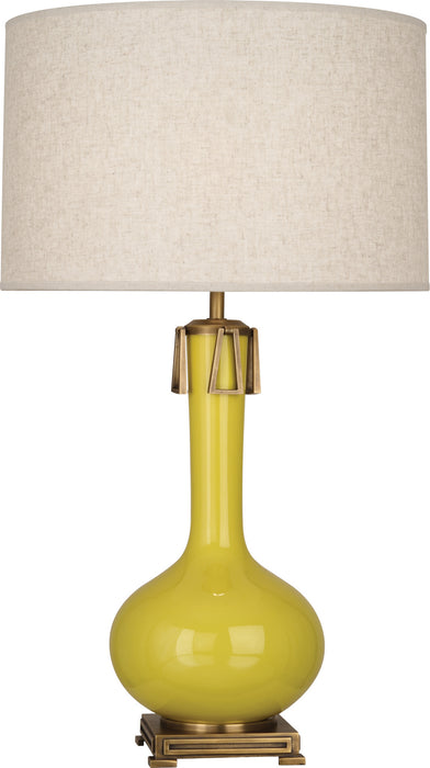 Robert Abbey CI992 One Light Table Lamp, Citron Glazed Ceramic w/Aged Brass