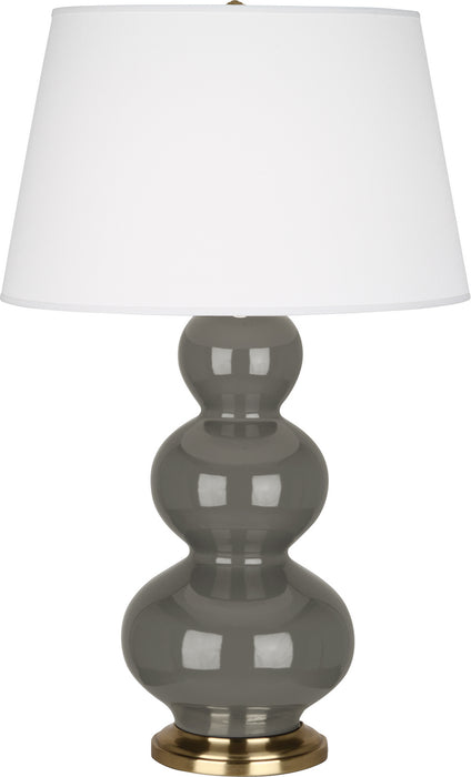 Robert Abbey CR40X One Light Table Lamp, Ash Glazed Ceramic w/Antique Brassed