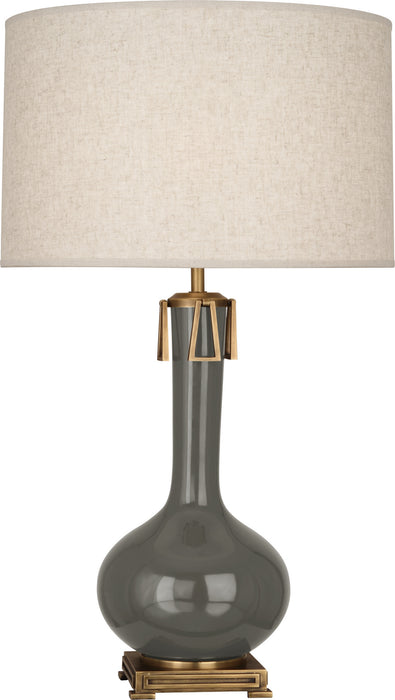 Robert Abbey CR992 One Light Table Lamp, Ash Glazed Ceramic w/Aged Brass