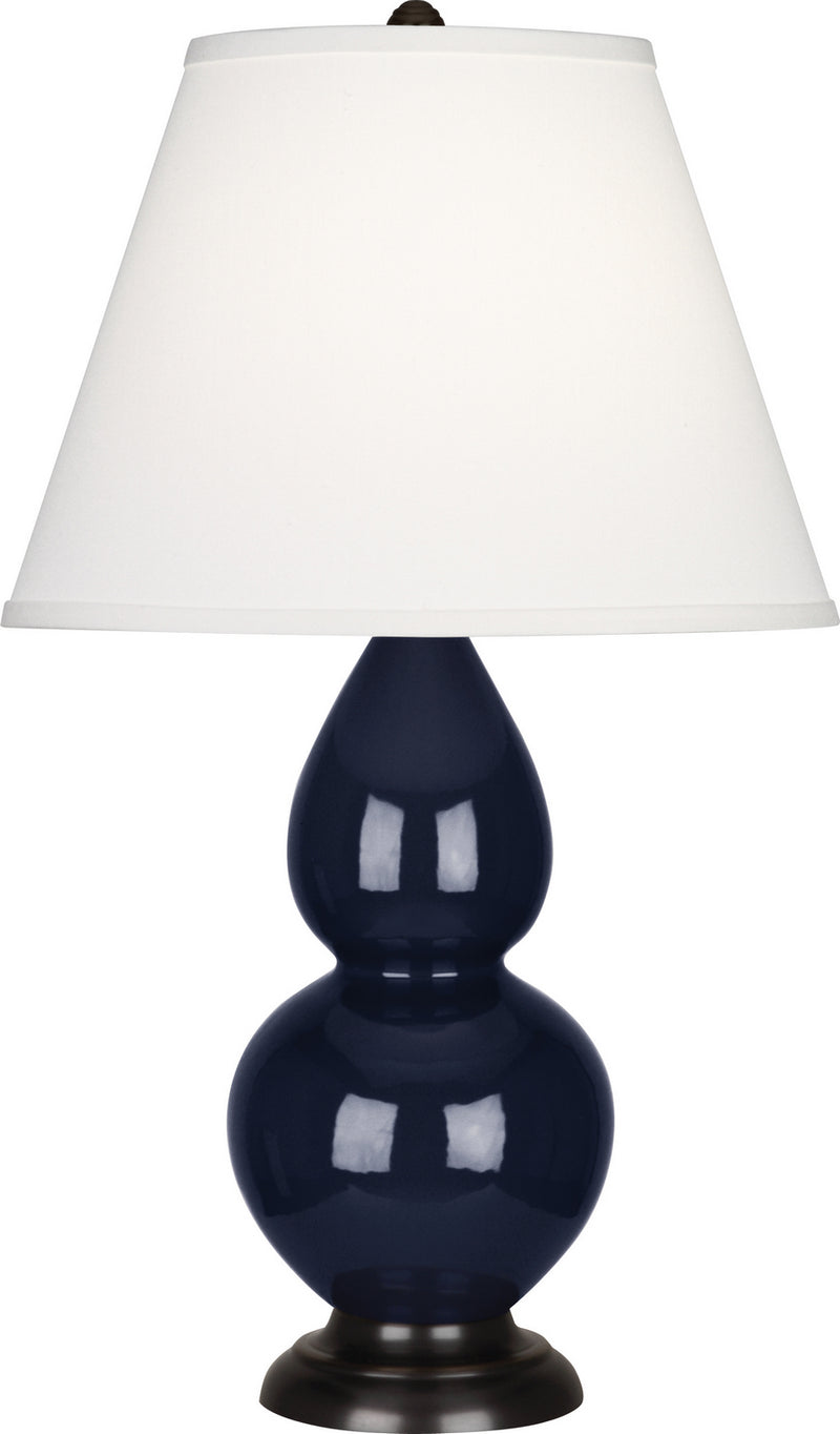 Robert Abbey MB11X One Light Accent Lamp, Midnight Blue Glazed Ceramic w/Deep Patina Bronzeed