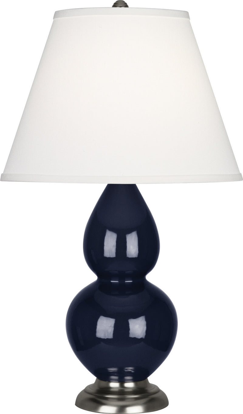 Robert Abbey MB12X One Light Accent Lamp, Midnight Blue Glazed Ceramic w/Antique Silvered