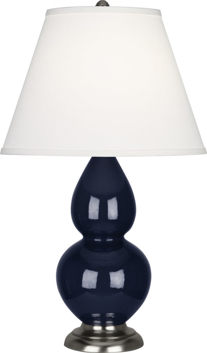 Robert Abbey MB12X One Light Accent Lamp, Midnight Blue Glazed Ceramic w/Antique Silvered