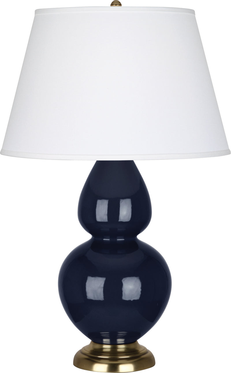 Robert Abbey MB20X One Light Table Lamp, Midnight Blue Glazed Ceramic w/Antique Brass