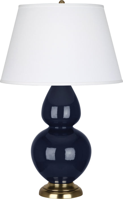 Robert Abbey MB20X One Light Table Lamp, Midnight Blue Glazed Ceramic w/Antique Brass