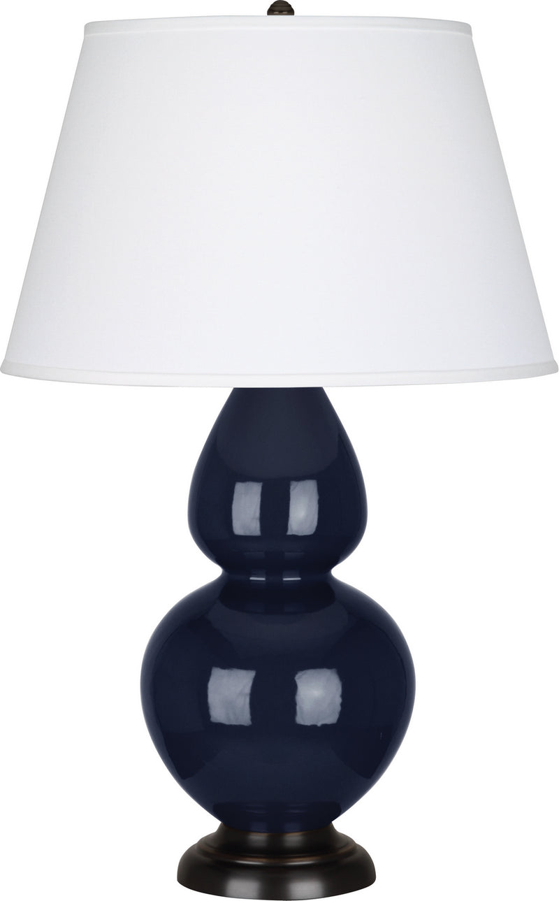 Robert Abbey MB21X One Light Table Lamp, Midnight Blue Glazed Ceramic w/Deep Patina Bronze