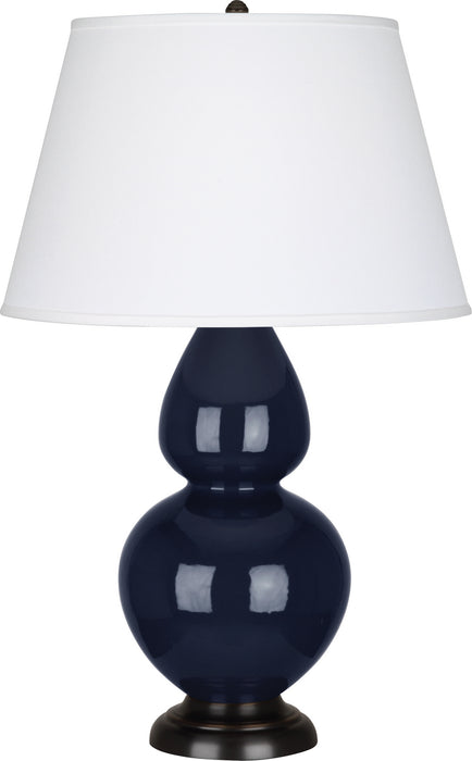 Robert Abbey MB21X One Light Table Lamp, Midnight Blue Glazed Ceramic w/Deep Patina Bronze