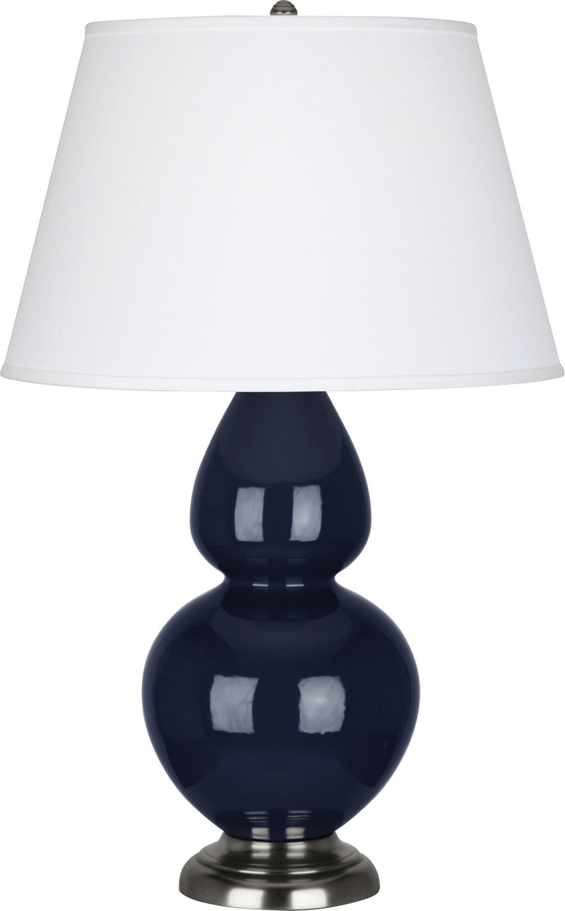 Robert Abbey MB22X One Light Table Lamp, Midnight Blue Glazed Ceramic w/Antique Silver