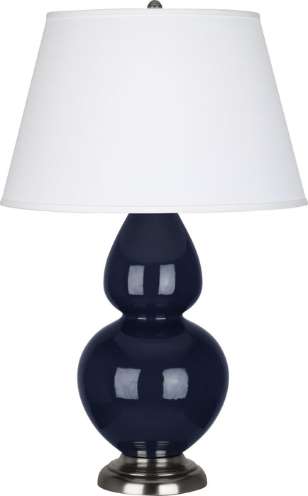 Robert Abbey MB22X One Light Table Lamp, Midnight Blue Glazed Ceramic w/Antique Silver