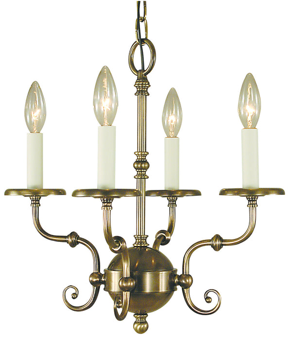 Framburg 2374 AB Four Light Chandelier, Antique Brass