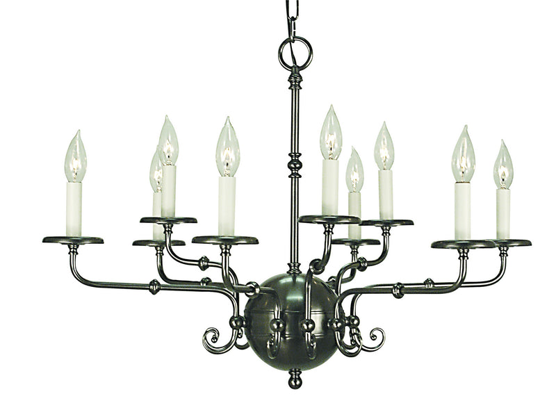 Framburg 2379 AS Nine Light Chandelier, Antique Silver