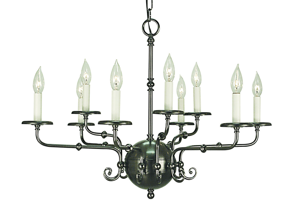 Framburg 2379 AS Nine Light Chandelier, Antique Silver