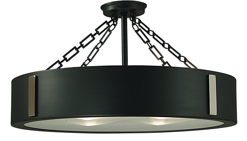Framburg 2412 CH/PN Four Light Flush / Semi-Flush Mount, Charcoal w/Polished Nickel
