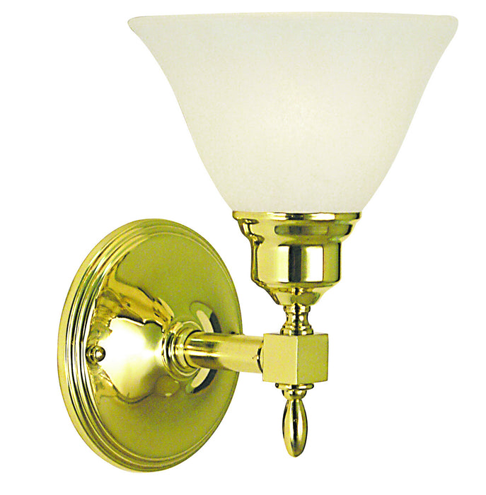 Framburg 2431 PB/WH One Light Wall Sconce, Polished Brass w/White Marble Glass Shade