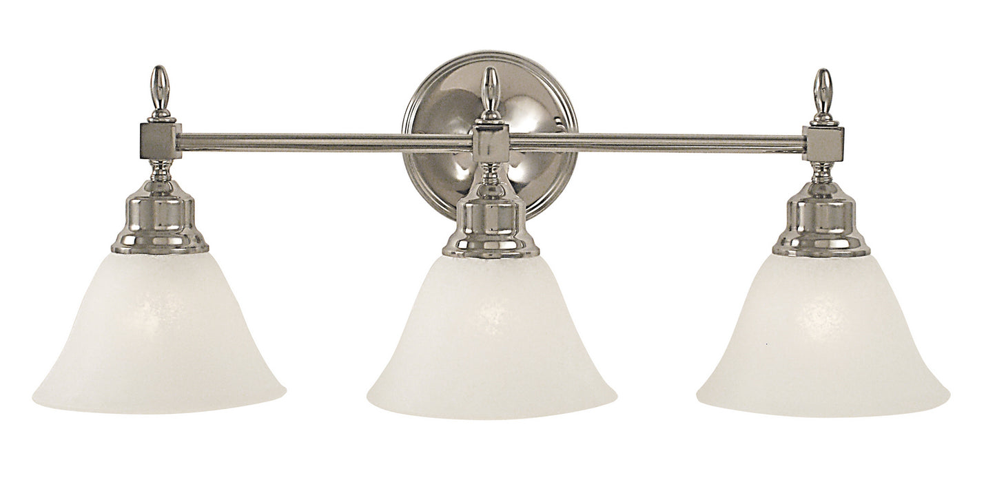 Framburg 2433 PN/WH Three Light Wall Sconce, Polished Nickel w/White Marble Glass Shade