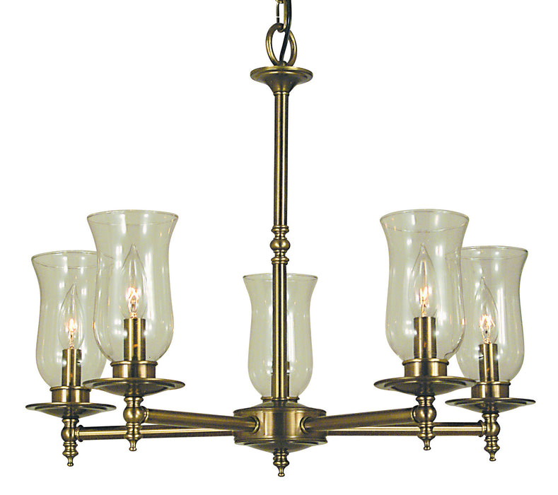Framburg 2505 AB Five Light Chandelier, Antique Brass