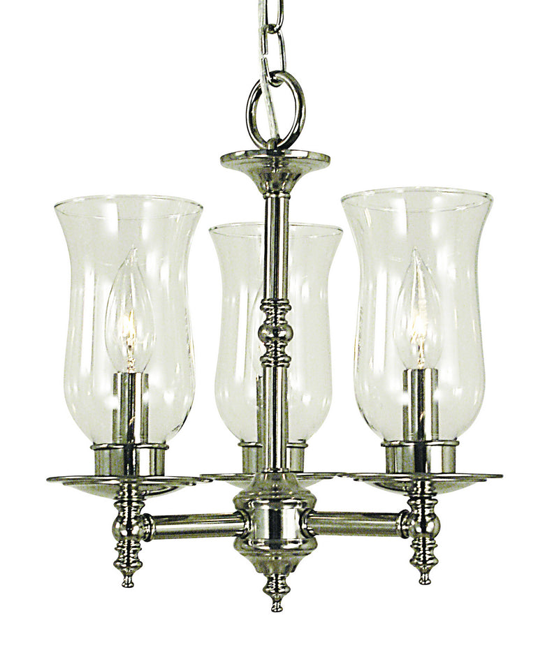 Framburg 2508 PS Three Light Chandelier, Polished Silver