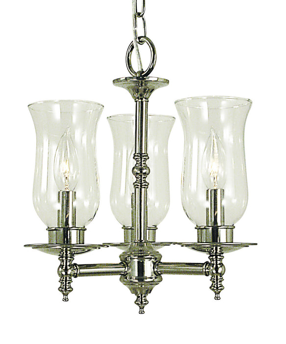Framburg 2508 PS Three Light Chandelier, Polished Silver