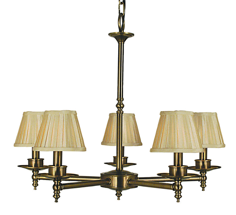 Framburg 2515 AB Five Light Chandelier, Antique Brass