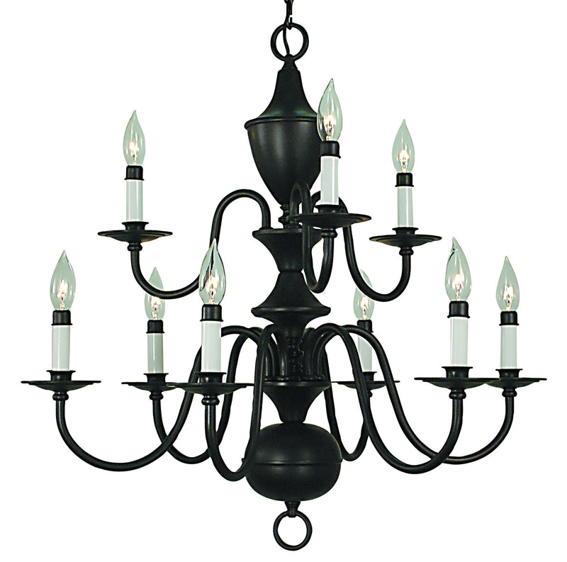 Framburg 2529 MBLACK Nine Light Chandelier, Matte Black