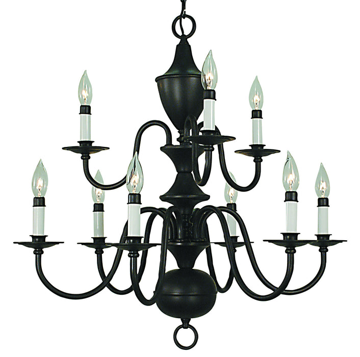 Framburg 2529 MBLACK Nine Light Chandelier, Matte Black