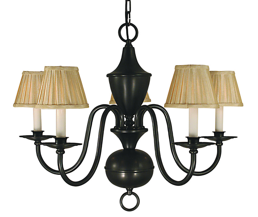 Framburg 2535 AB Five Light Chandelier, Antique Brass