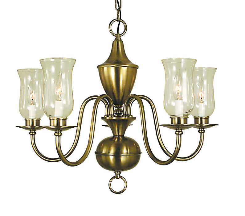 Framburg 2545 AB Five Light Chandelier, Antique Brass