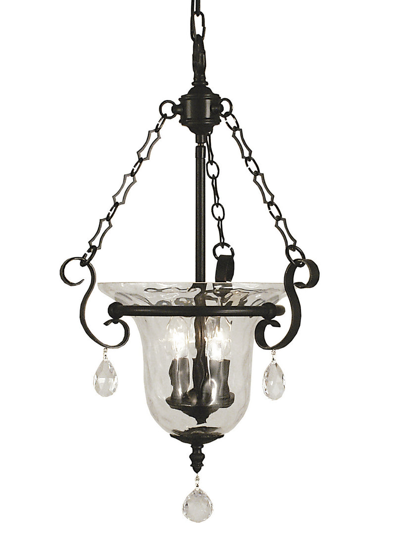 Framburg 2917 MBLACK Three Light Foyer Chandelier, Matte Black