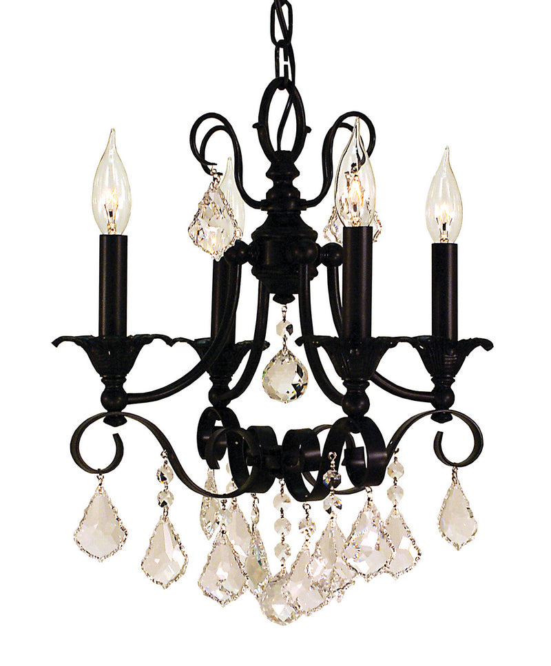 Framburg 2974 MBLACK Four Light Chandelier, Matte Black