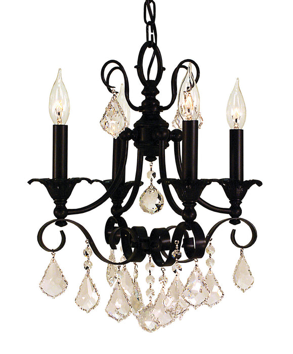 Framburg 2974 MBLACK Four Light Chandelier, Matte Black