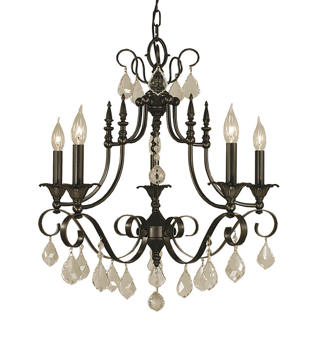 Framburg 2975 MB Six Light Chandelier, Mahogany Bronze