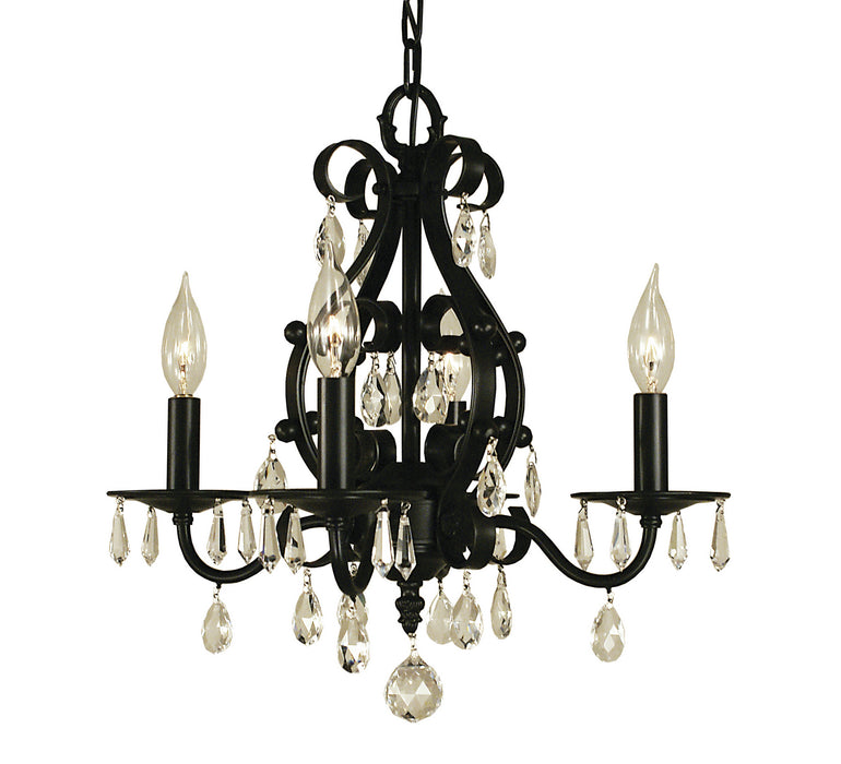 Framburg 2984 MBLACK Four Light Chandelier, Matte Black
