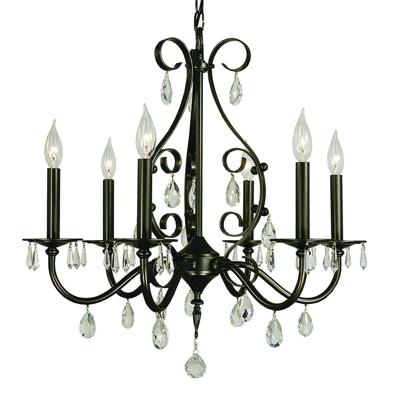 Framburg 2986 MB Six Light Chandelier, Mahogany Bronze