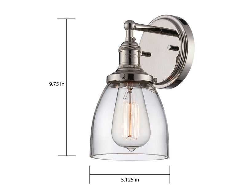 Nuvo Lighting 60-5414 One Light Wall Sconce, Polished Nickel