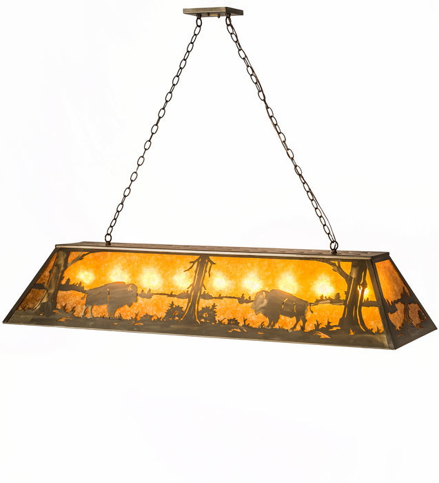 Meyda Tiffany 30332 Nine Light Oblong Pendant, Antique Copper