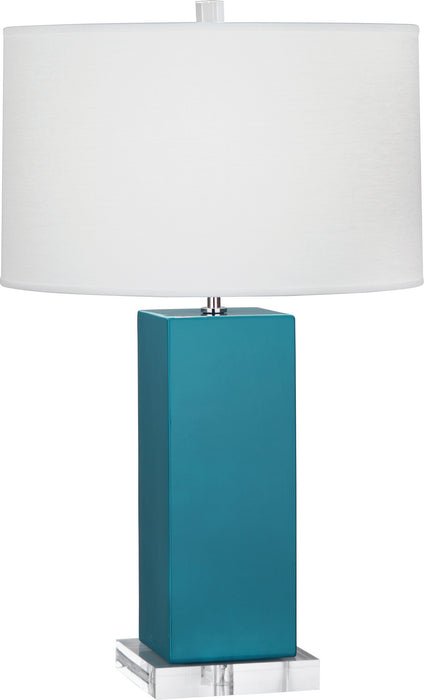 Robert Abbey PC995 One Light Table Lamp, Peacock Glazed Ceramic