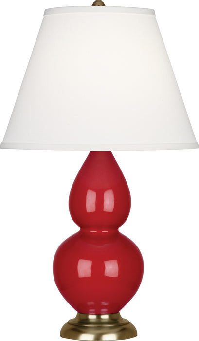 Robert Abbey RR10X One Light Accent Lamp, Ruby Red Glazed Ceramic w/Antique Brassed