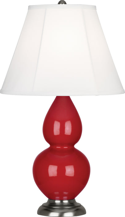 Robert Abbey RR12 One Light Accent Lamp, Ruby Red Glazed Ceramic w/Antique Silver