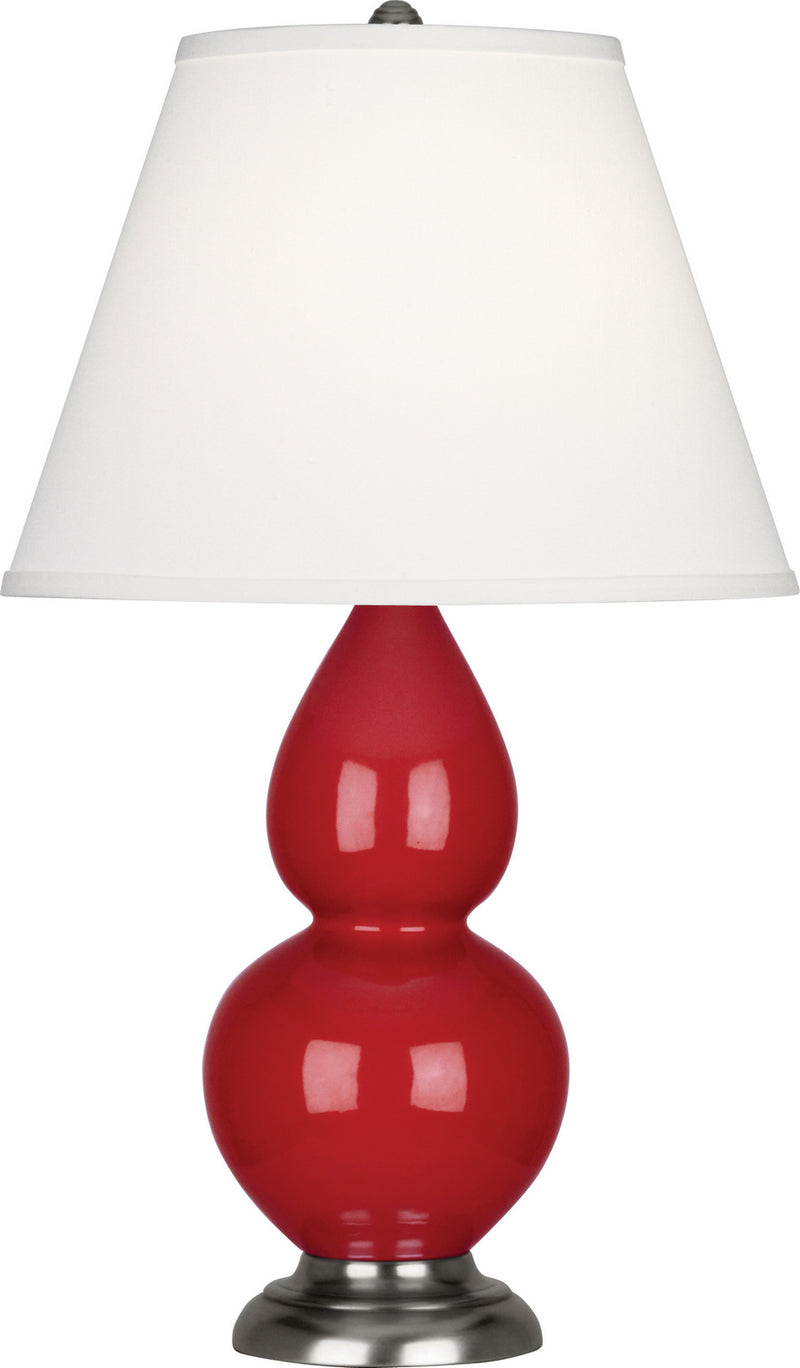 Robert Abbey RR12X One Light Accent Lamp, Ruby Red Glazed Ceramic w/Antique Silvered