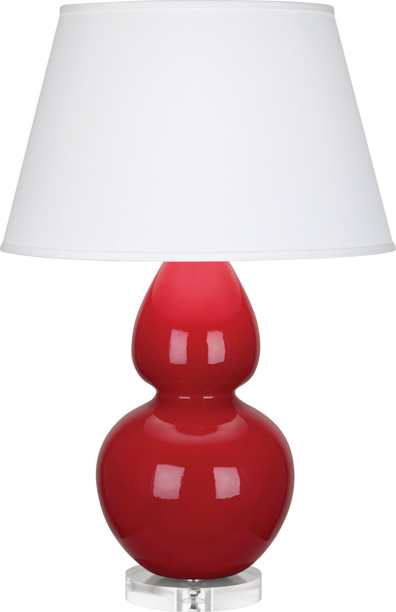 Robert Abbey RR23X One Light Table Lamp, Ruby Red Glazed Ceramic w/Lucite