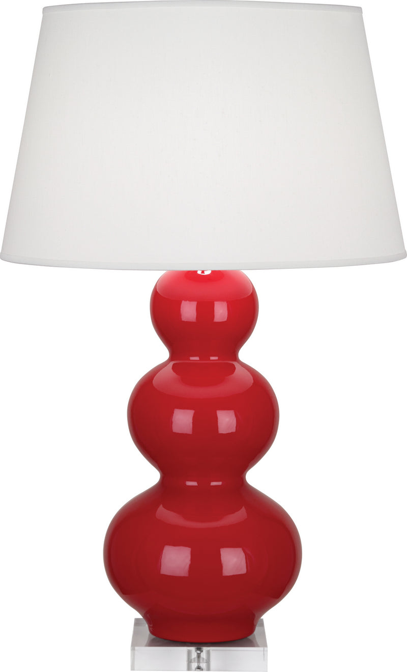 Robert Abbey RR43X One Light Table Lamp, Ruby Red Glazed Ceramic w/Lucite