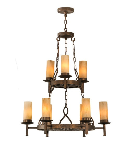 Meyda Tiffany 149564 Nine Light Chandelier, Gilded Tobacco