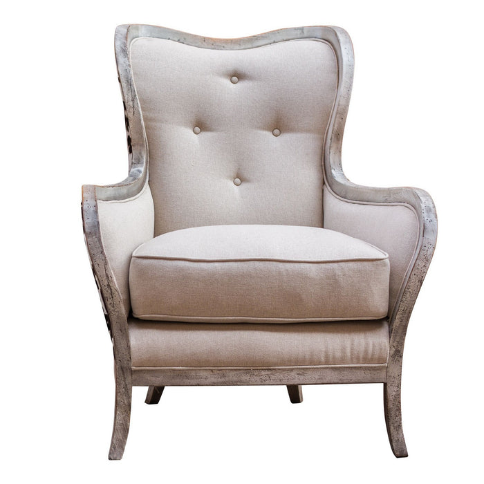 Uttermost 23611 Arm Chair, Aged, Bone-white