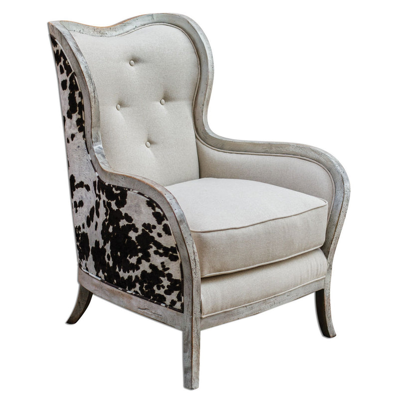 Uttermost 23611 Arm Chair, Aged, Bone-white