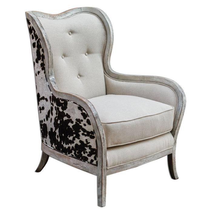 Uttermost 23611 Arm Chair, Aged, Bone-white