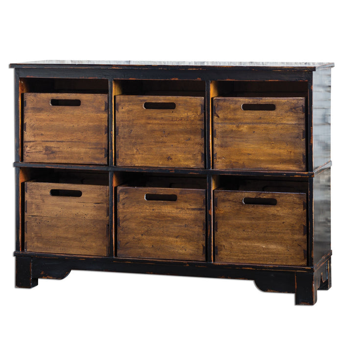 Uttermost 25589 Hobby Cupboard, Black and Mahogany