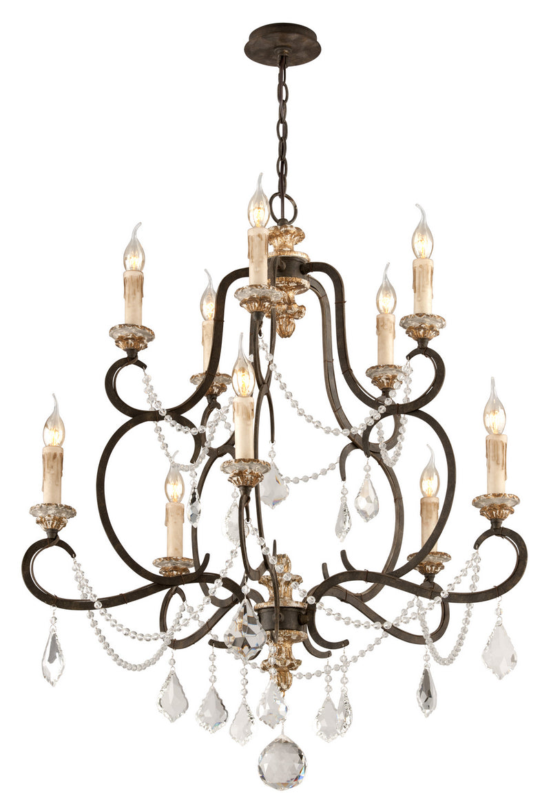 Troy Lighting F3516-PZ/DG Ten Light Chandelier, Parisian Bronze