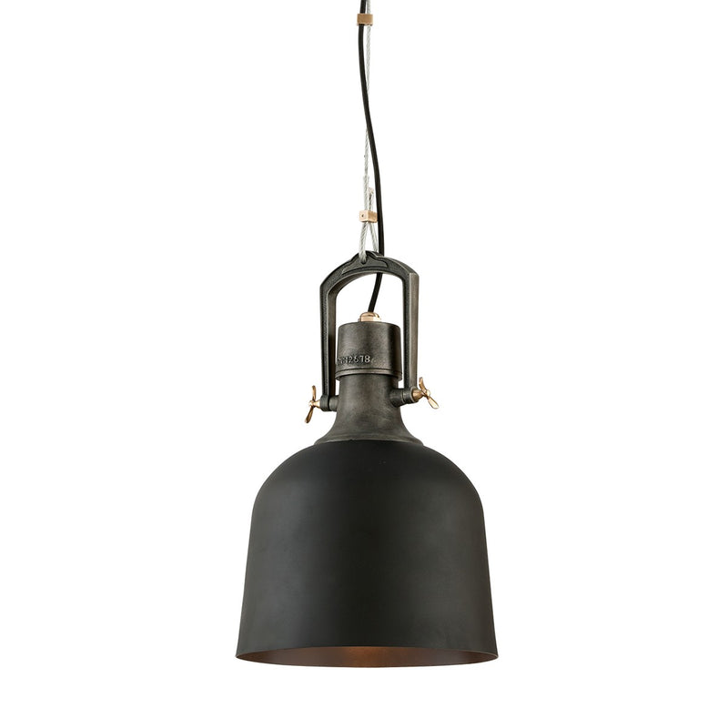 Troy Lighting F3545-SBK/APW/PBR One Light Pendant, Soft Black