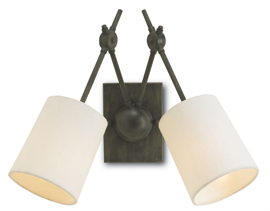 Currey and Company 5150 Two Light Wall Sconce, Black Iron